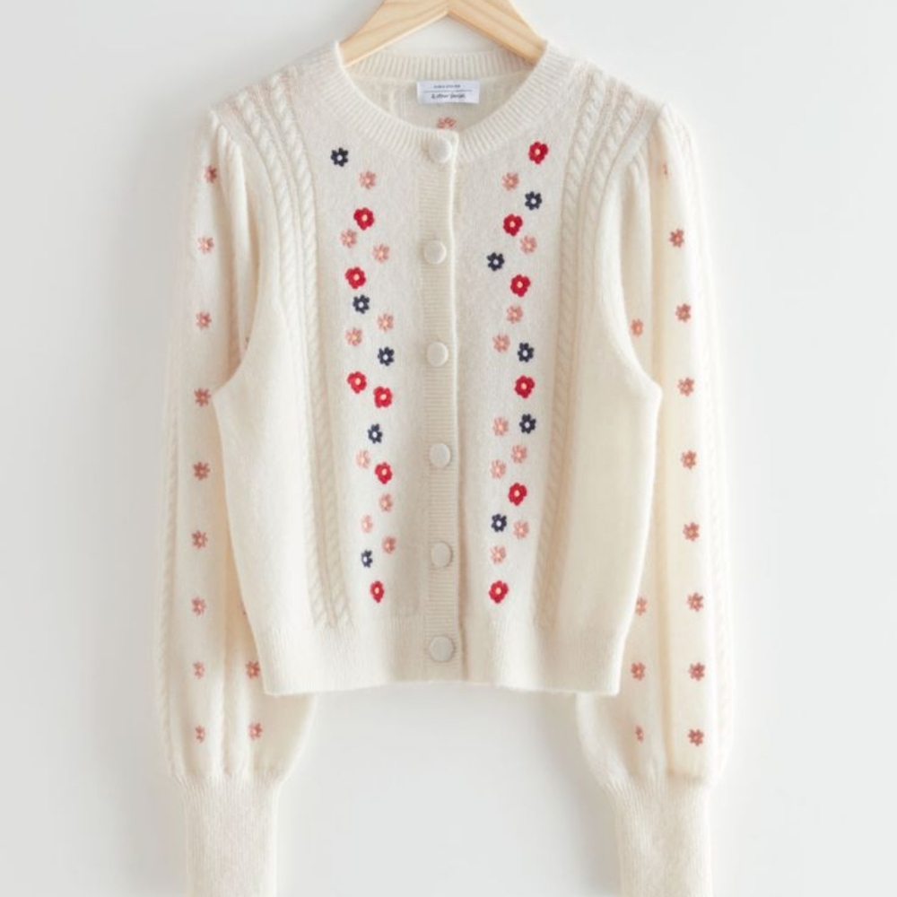 & Other Stories Floral Embroidered Cardigan
